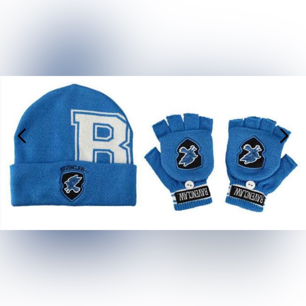 NWT Harry Potter Ravenclaw house knit hat and matching gloves set